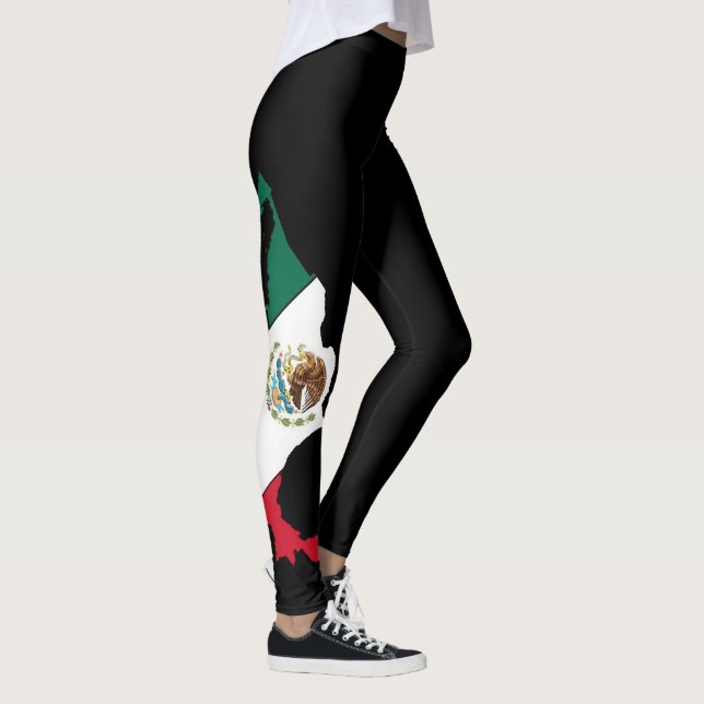 Mexican flag Mexico women's modern stretch logo Leggings (Right)