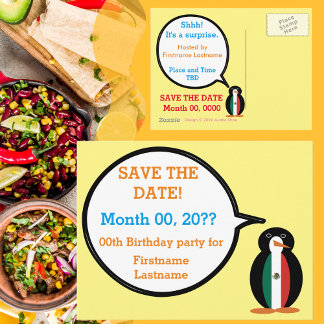 Mexican Flag Ms. Penguin Save the Date Announcement Postcard