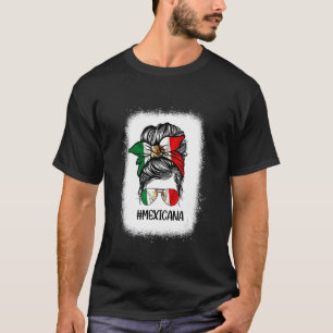 Mexican Flag Mum Bun LATIN Mexico Hispanic Heritag T-Shirt