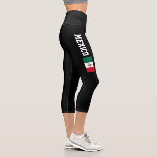 Mexican flag of Mexico sporty high Capri leggings