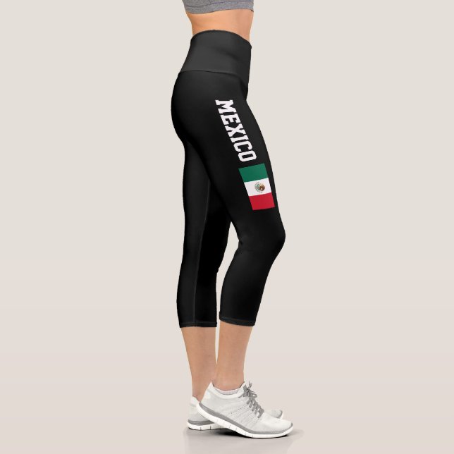 Mexican flag of Mexico sporty high Capri leggings (Right)