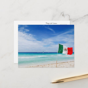 Mexican Flag on A Beach Postcard