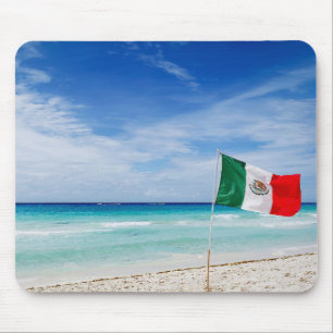 Mexican Flag on the Beach Mouse Mat