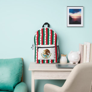 Mexican Flag Pattern Design Coat of Arms Printed Backpack