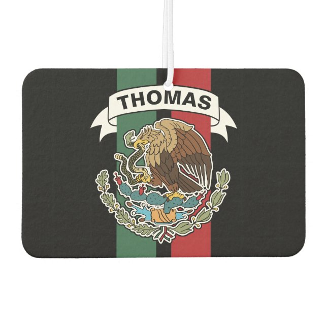 Mexican Flag Race Stripes Personalised Car Air Freshener (Front)