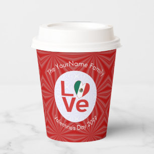 Mexican Flag Red Letter LOVE Personalised Paper Cups