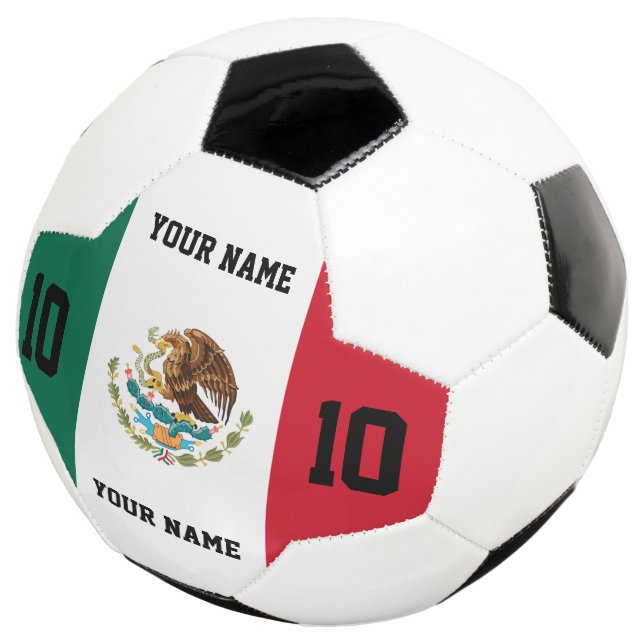Mexican flag soccer ball with custom jersey number (Three Quarter)