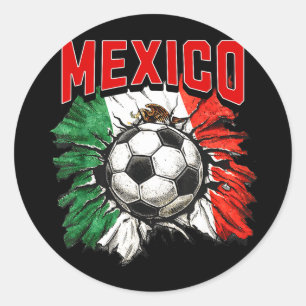 Mexican flag soccer mexico pride futbol family cup classic round sticker