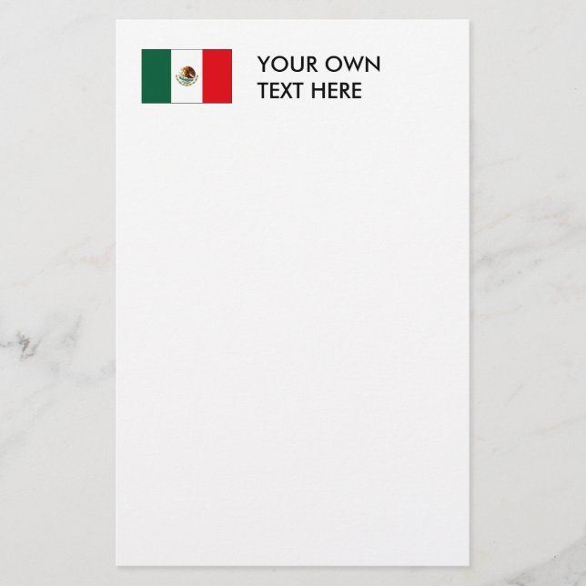 Mexican Flag T-shirts and Gifts Stationery (Front)