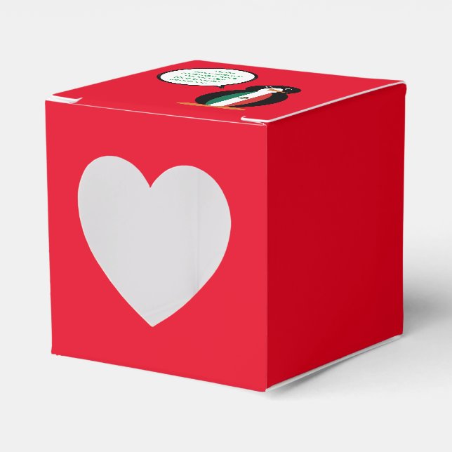Mexican Flag Talking Ms. Penguin Heart Favour Box (Front Side)