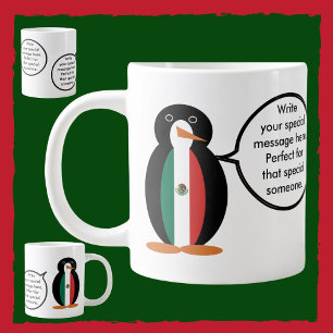 Mexican Flag Talking Ms. Penguin Jumbo Large Coffee Mug