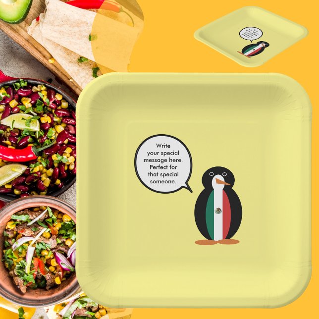 Mexican Flag Talking Ms. Penguin Paper Plates (Creator Uploaded)