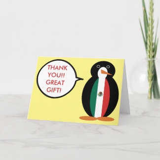 Mexican Flag Talking Ms. Penguin Thank You Card