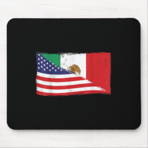 Mexican Flag Usa American Flag Proud Mexico Roots Mouse Mat