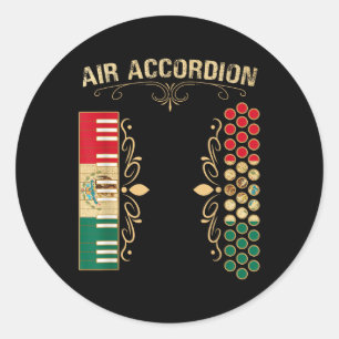 Mexican Flag Vintage Air Accordion Shirt For Latin Classic Round Sticker