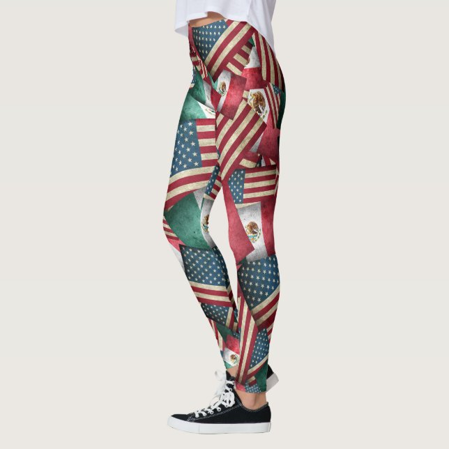 Mexican Flags and American Flags Leggings (Left)