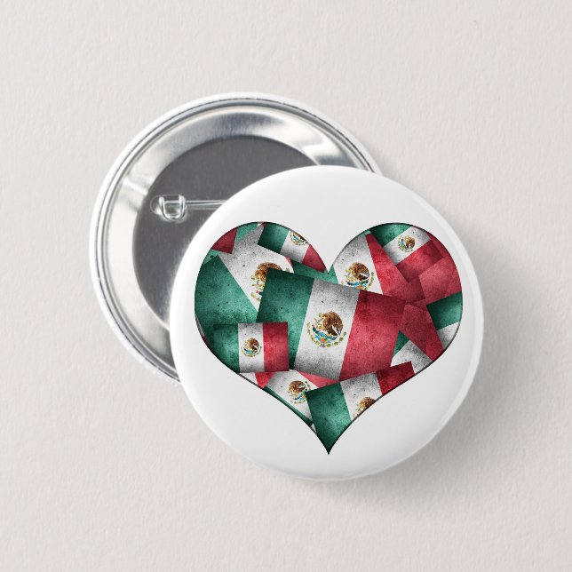 Mexican Flags - Heart Shape 6 Cm Round Badge (Front & Back)