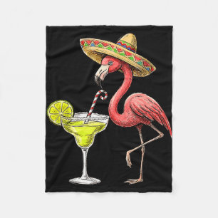 Mexican flamingo sombrero margarita cinco de mayo fleece blanket