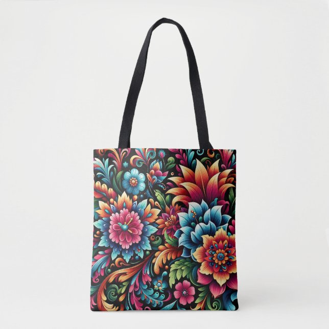 Mexican Floral Art Design  Tote Bag (Front)