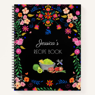 Mexican floral art Name Recipe Book kitchen gift 