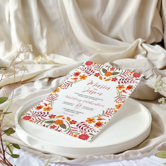 Mexican Floral Boda Fiesta Colourful Wedding Invitation (Mexican Floral Boda Fiesta Colorful Wedding Invitation)