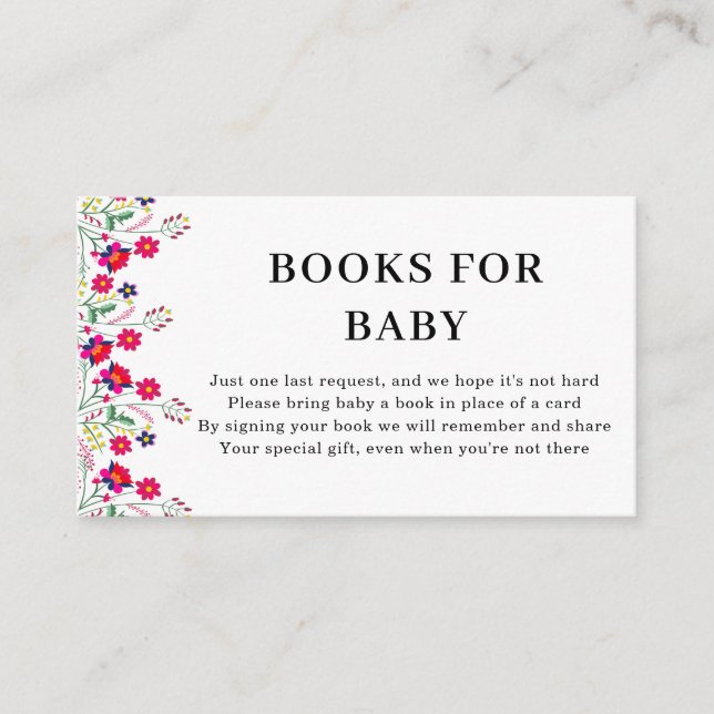 Mexican Floral | Books for Baby | Baby Shower  Enclosure Card (Front)