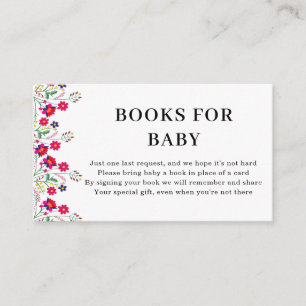 Mexican Floral Books for Baby Baby Shower Enclosure Card