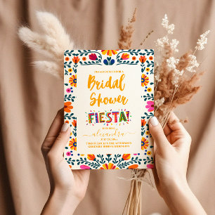 Mexican Floral Bridal Shower Fiesta Flowers Invitation