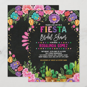 Mexican Floral Bridal Shower Fiesta Flowers Invite