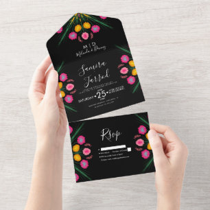 Mexican Floral Butterfly All In One Invitation