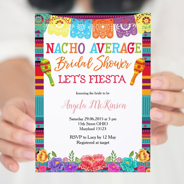 Mexican Floral Cactus Nacho Average Bridal Shower Invitation (Creator Uploaded)