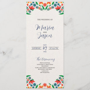 Mexican Floral Colorful Botanical Flowers Wedding Programme
