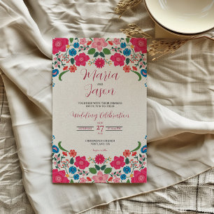 Mexican Floral Colorful Elegant Boda Wedding Invitation