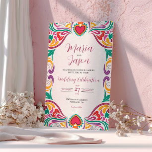 Mexican Floral Colorful Fiesta Boda Wedding Invitation