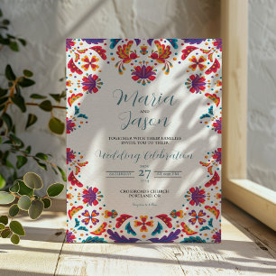 Mexican Floral Colourful Botanical Flowers Wedding Invitation