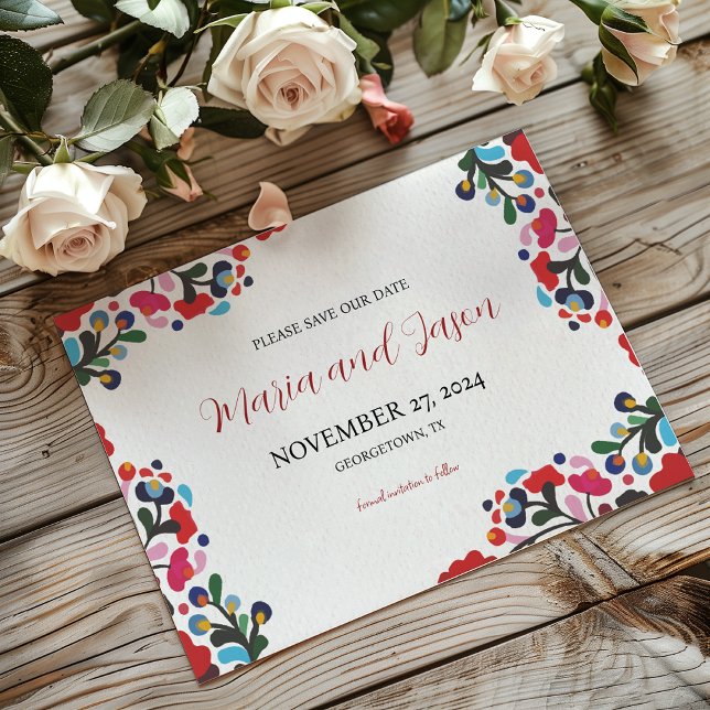 Mexican Floral Colourful Botanical Flowers Wedding Save The Date (Mexican Floral Colorful Botanical Flowers Wedding Save The Date)