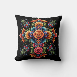 Mexican Floral Cross Design Cushion