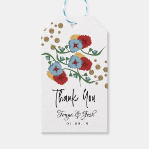 Mexican Floral Faux Glitter Festive Dots Wedding Gift Tags