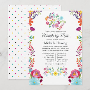 Mexican Floral Fiesta Bridal Shower by Mail Invitation