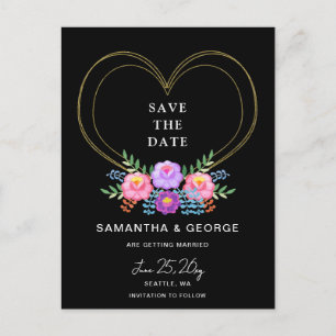 Mexican Floral Fiesta Save The Date Announcement Postcard