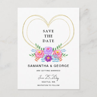 Mexican Floral Fiesta Save The Date Announcement Postcard