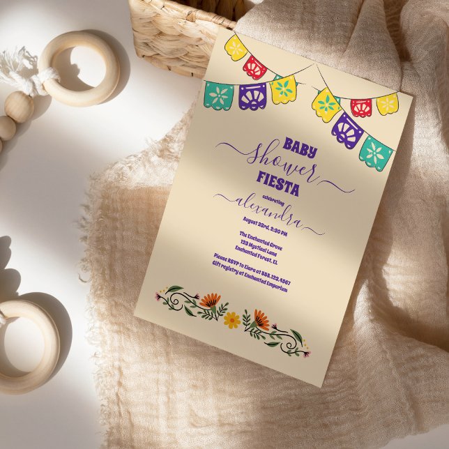 Mexican Floral Flowers Fiesta Girl Baby Shower Invitation (Creator Uploaded)