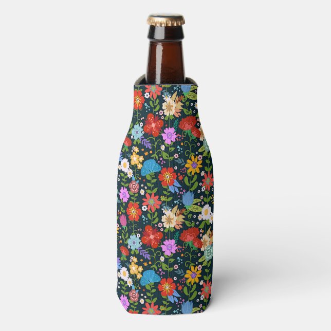 Mexican Floral Folk Art Bottle Cooler (Bottle Front)