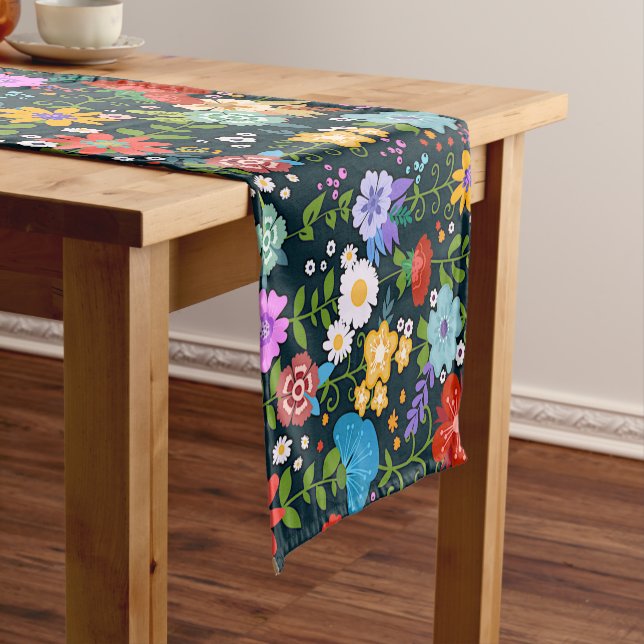 Mexican Floral Folk Art Short Table Runner (In Situ)