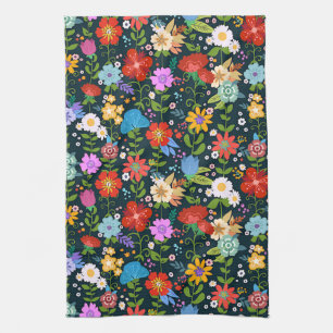 Mexican Floral Folk Art Tea Towel