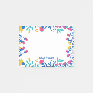 Mexican Floral Personalised Name Stationery Post-it Notes