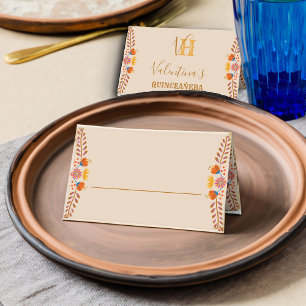 Mexican Floral Pretty Folk Art Personalised Place Card