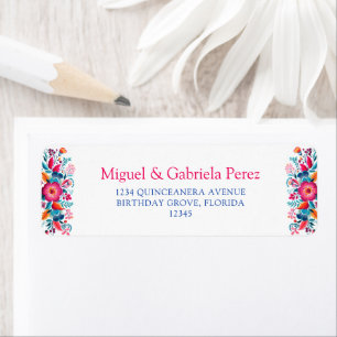Mexican Floral Quinceanera Return Address