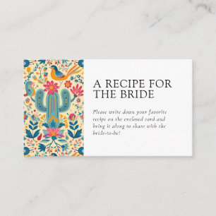 Mexican Floral Recipe Request Bridal Shower Enclosure Card