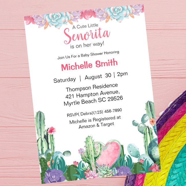 Mexican Floral Señorita Baby Shower   Invitation (Creator Uploaded)